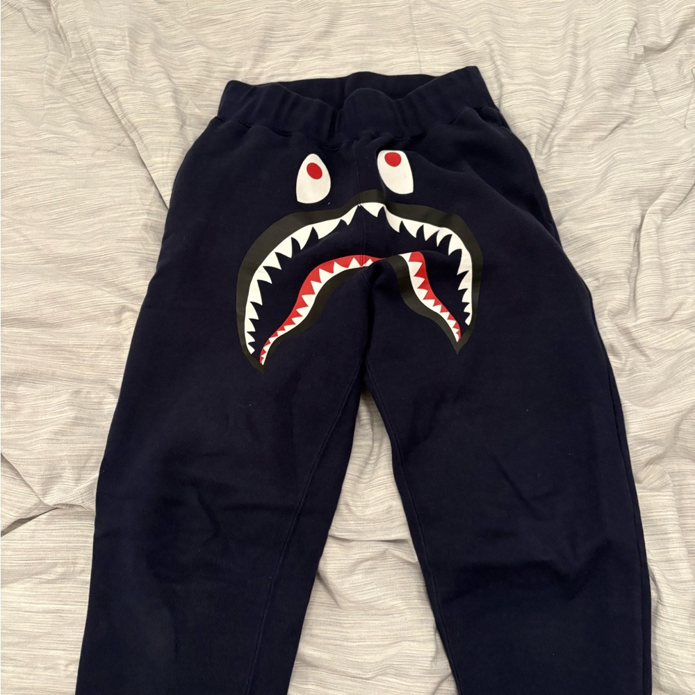 Bape Navy Shark Print Joggers